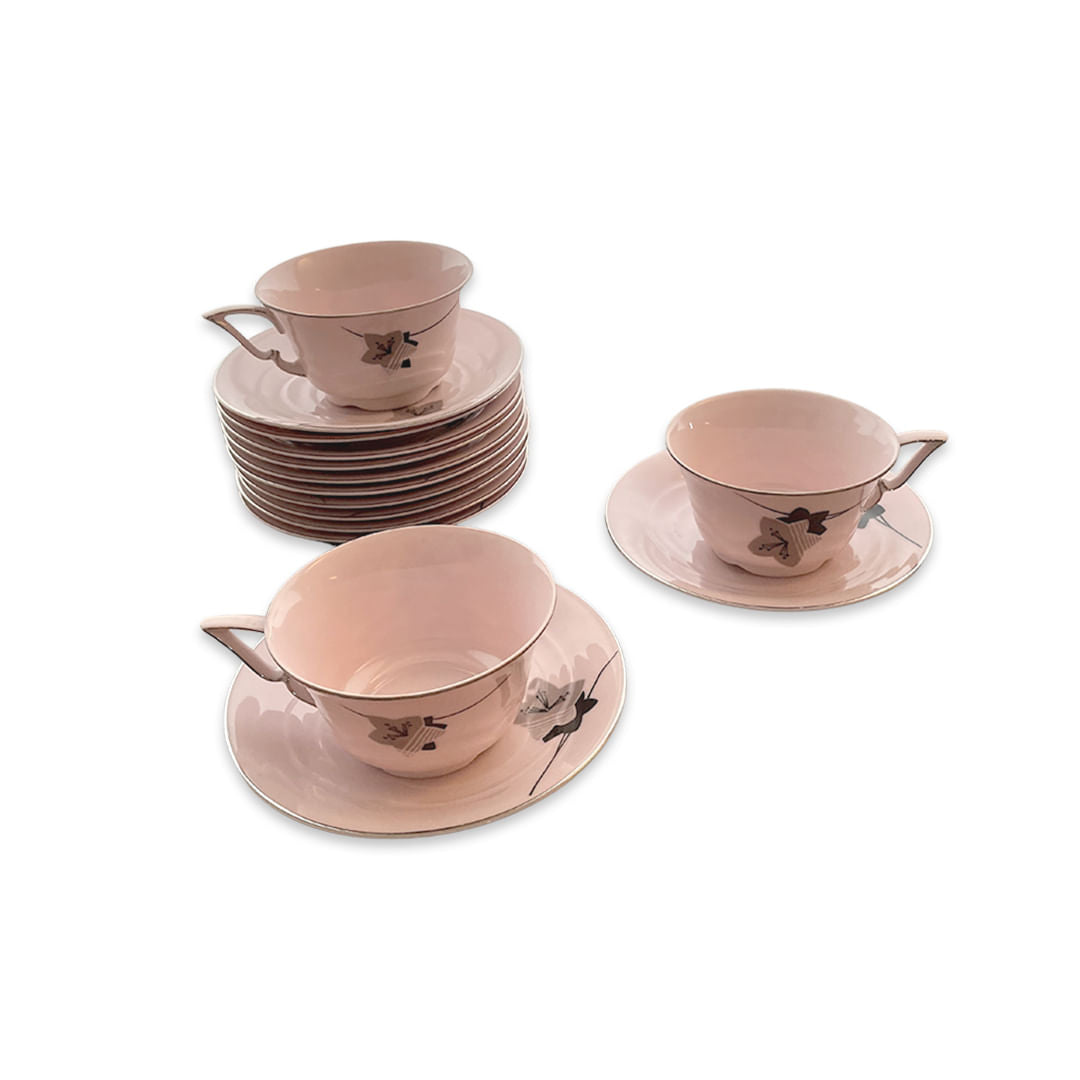 Jogo para Chá e Bolo em Porcelana Tcheca