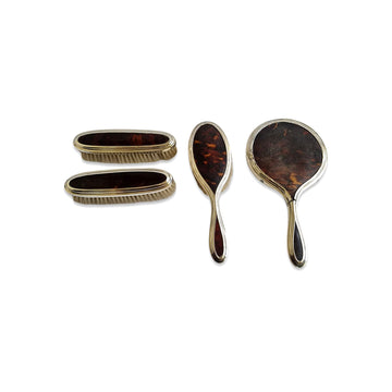 Conjunto de Toucador em Tartaruga e Prata