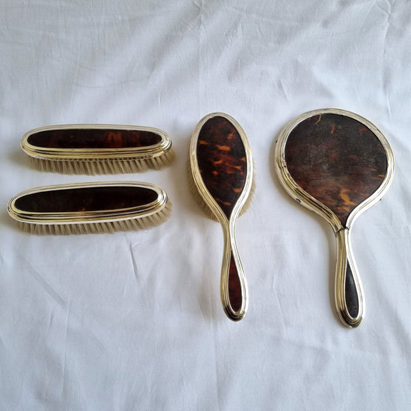 Conjunto de Toucador em Tartaruga e Prata