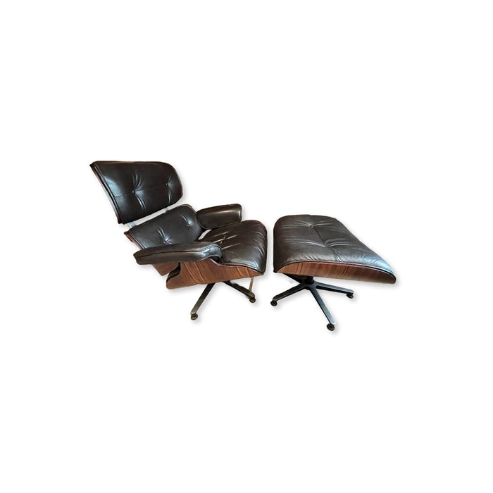Chaise Longue com Puff Charles Eames Preta
