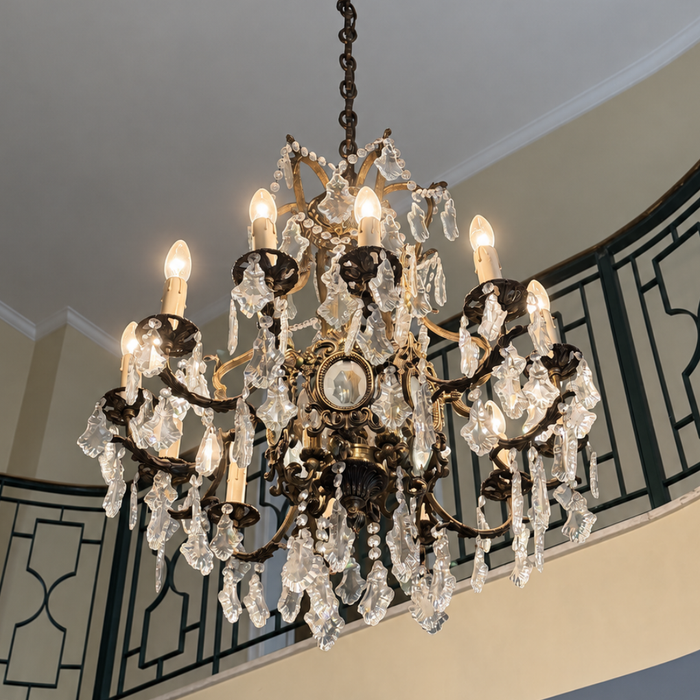 Lustre em Cristal Tcheco com 12 Velas