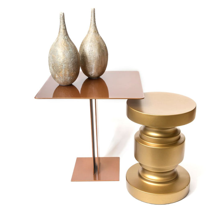 Mesa de Apoio em Resina Dourada
