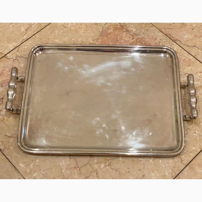 Bandeja Retangular em Metal Prateado