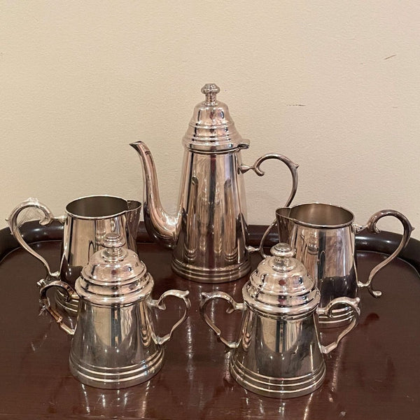 Conjunto para Chá e Café em Metal Prateado