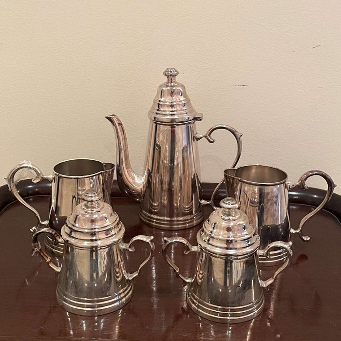 Conjunto para Chá e Café em Metal Prateado