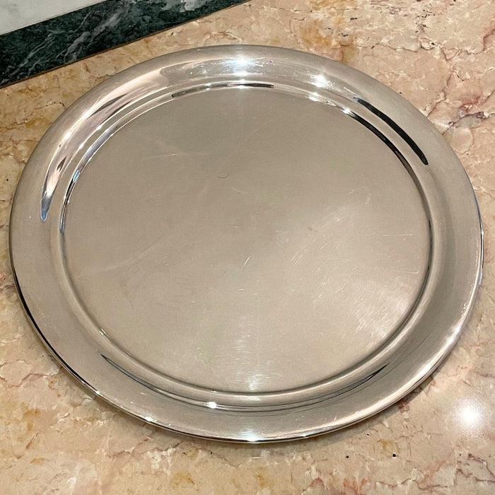 Bandeja Redonda em Metal Prateado