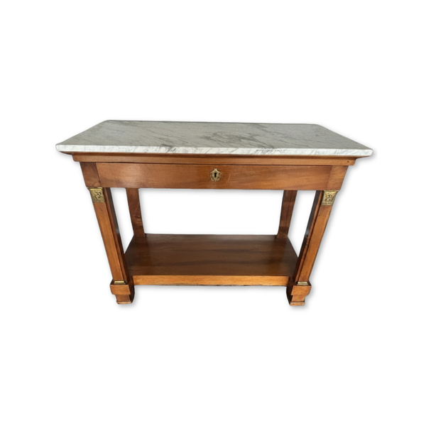 Mesa Console em Madeira com Tampo de Mármore