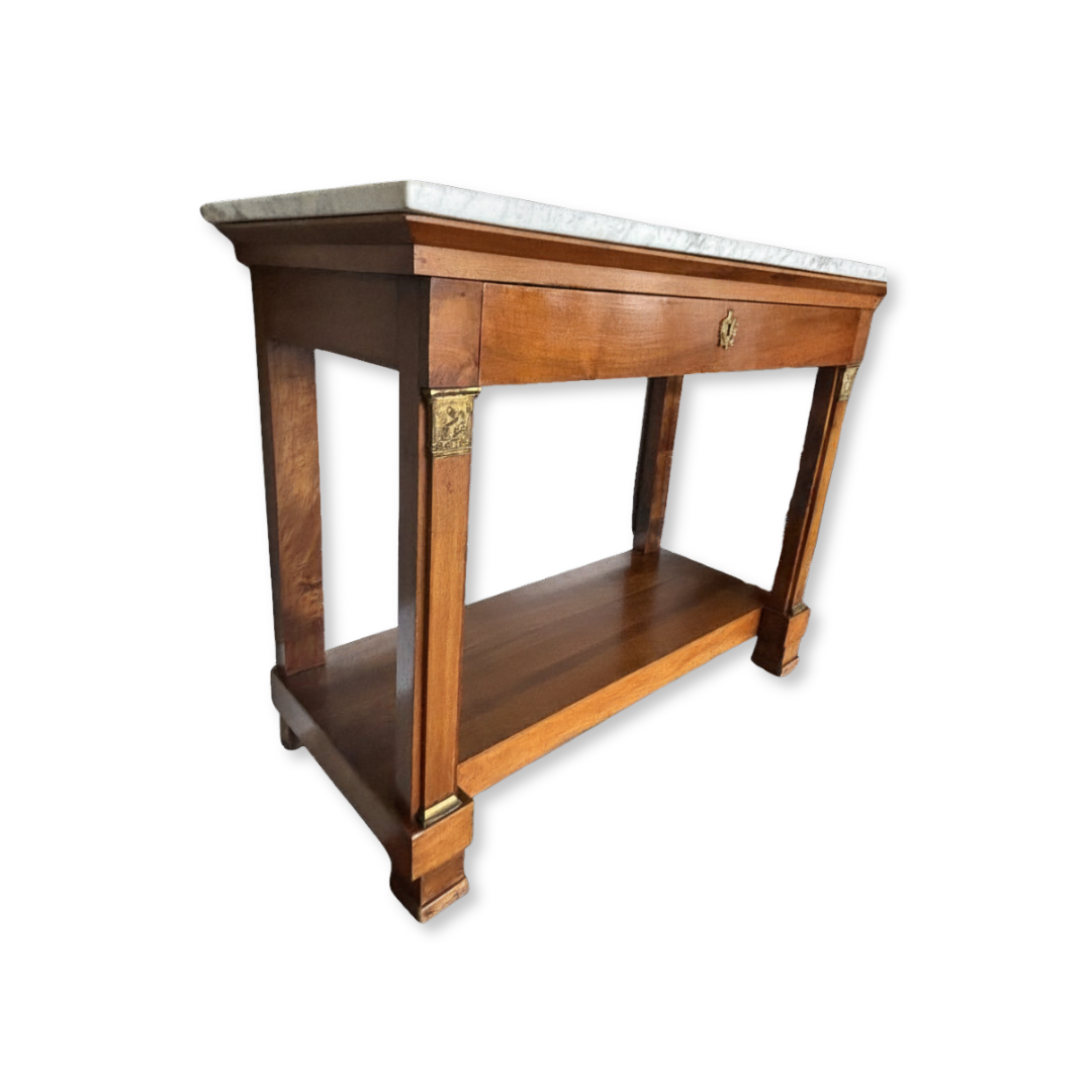 Mesa Console em Madeira com Tampo de Mármore