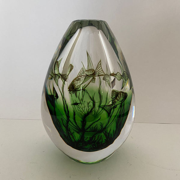 Vaso em Murano Orrefors Peixes