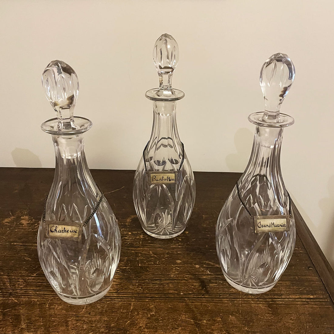 Trio Garrafas em Cristal  Europeu