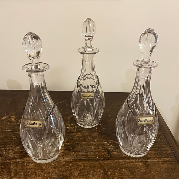 Trio Garrafas em Cristal  Europeu