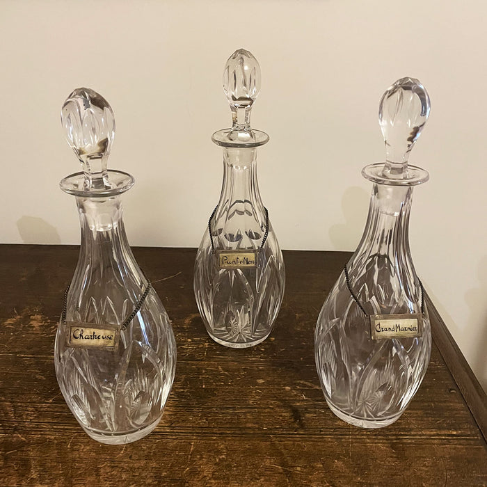 Trio Garrafas em Cristal  Europeu