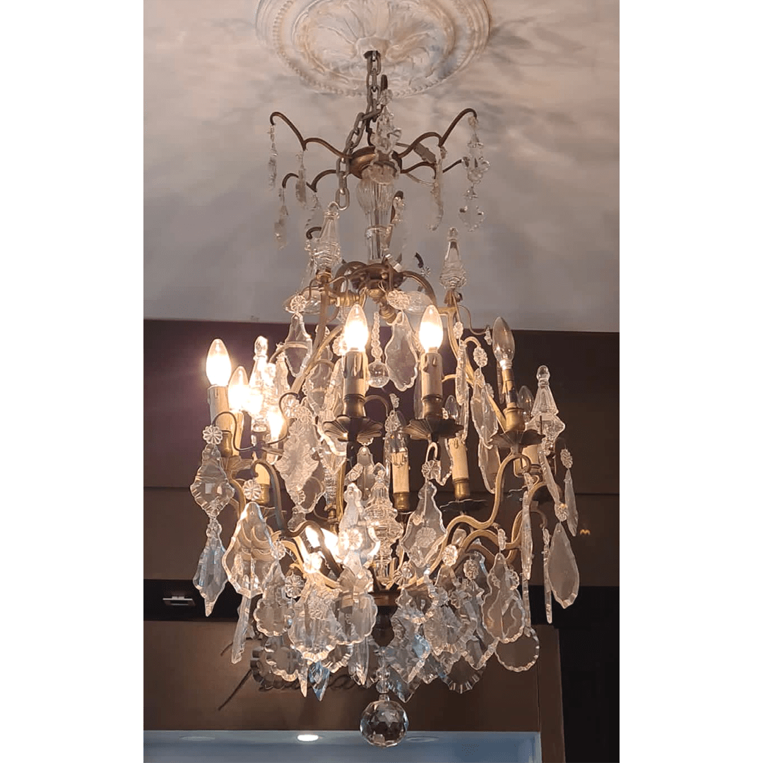 Lustre Francês em Bronze e Cristal