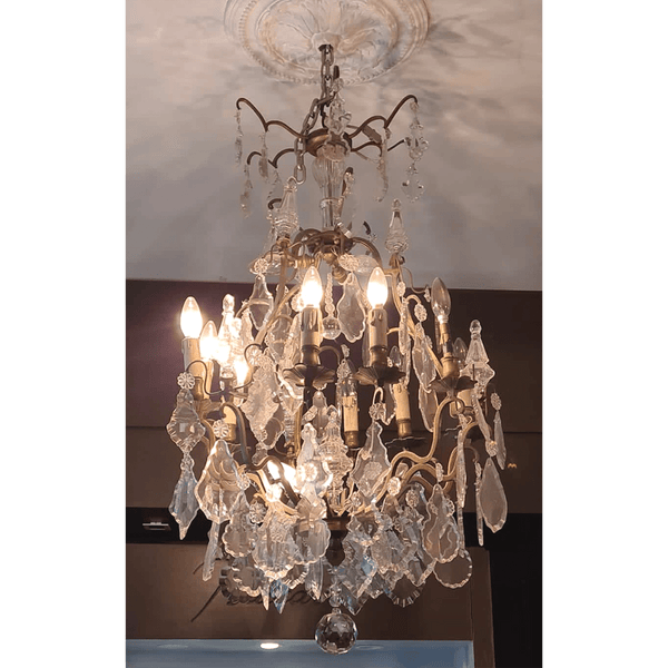Lustre Francês em Bronze e Cristal