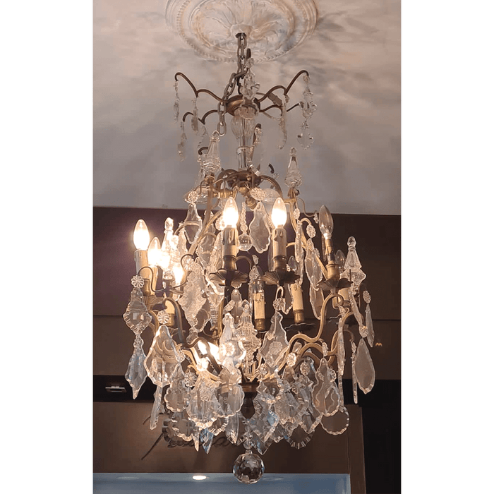 Lustre Francês em Bronze e Cristal