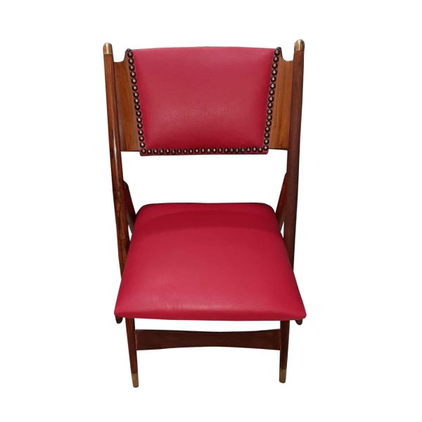 15 Cadeiras Dobráveis em Courvin Vermelho com Tachas